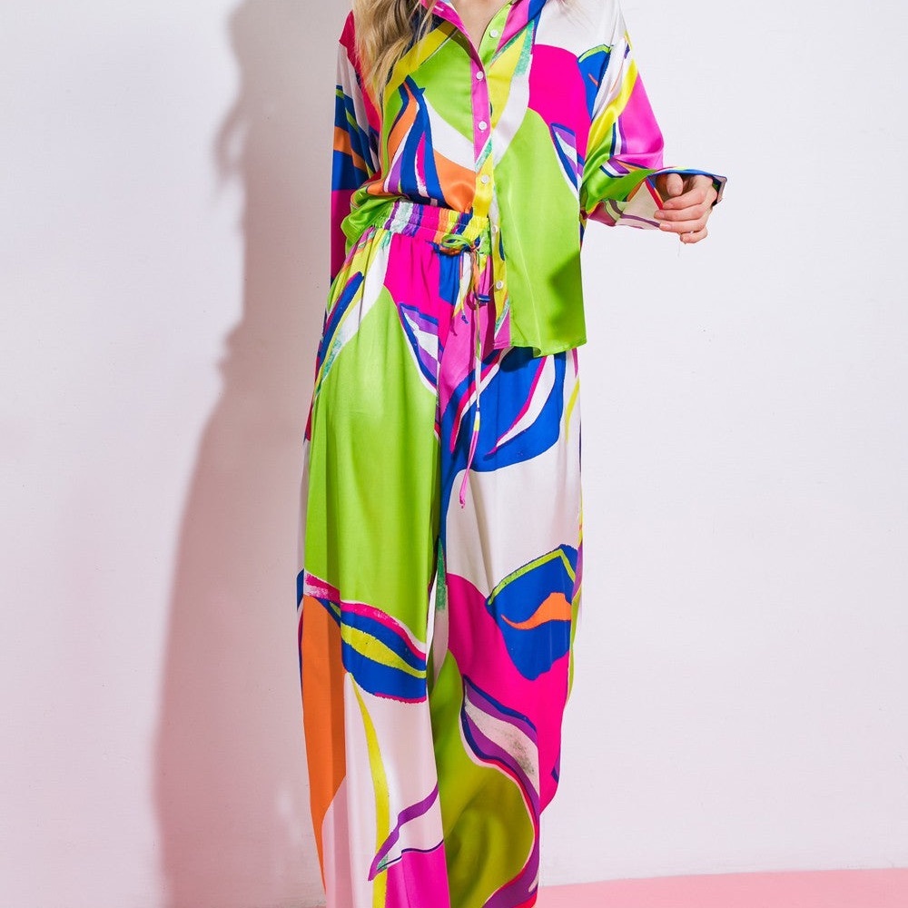 Flying Tomato Colorblock Abstract Maxi Skirt - Pink Green Blue - Picture 4 of 4